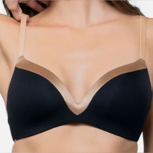 Underoutfit 1258 The Satin Grace 3D Molded Bra NWT Size XL Black / Coffee